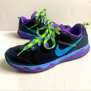 Nike Dual Fusion Trial casual sneaker shoes black blue purple size 8.5